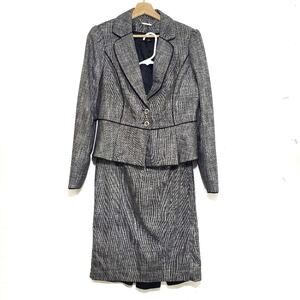 WHBM | 2-Piece Skirt Suit Set Peplum Pleated Jacket Sz 8 - Skirt Sz 2